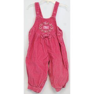 VTG Oshkosh Pink Corduroy Overalls Bubble Romper Girls 18 months Flowers Winter